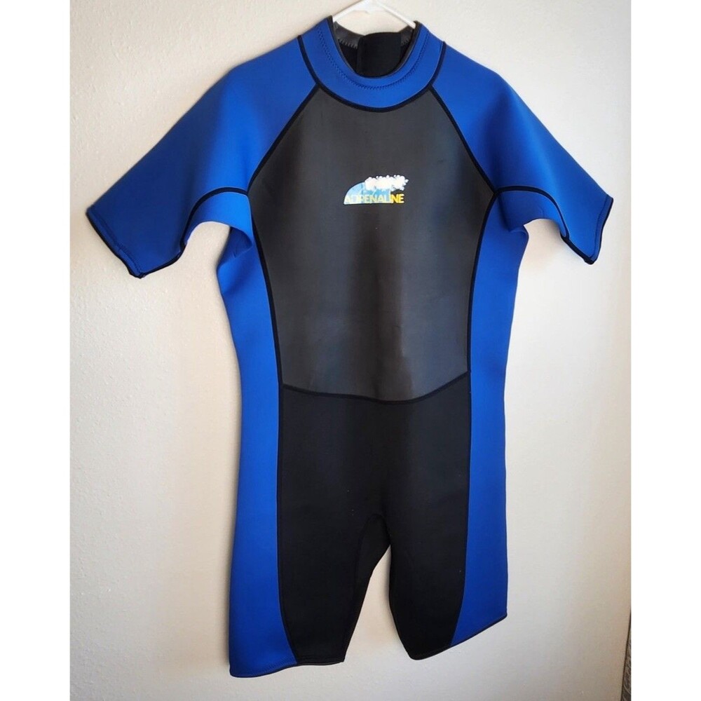 Adrenaline 3mm Shorty Wetsuit XL Black / Blue Neoprene Scuba Surf Swim EUC